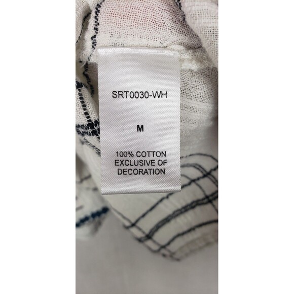 THML Blouse Top M Multicolor Tassle Bodice Check White Black 100% Cotton Boho - Picture 6 of 7